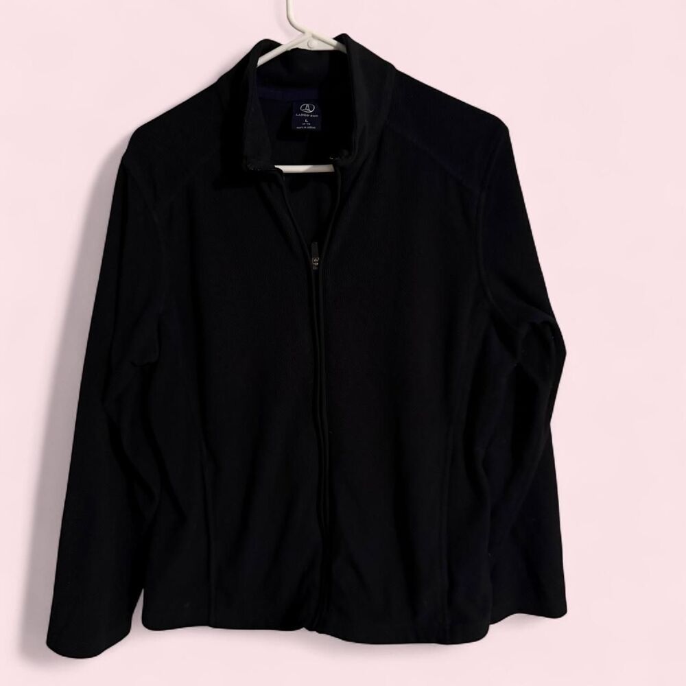 Lands End Jacket Womens L Black Fleece Full Zip Mock Neck Gorpcore